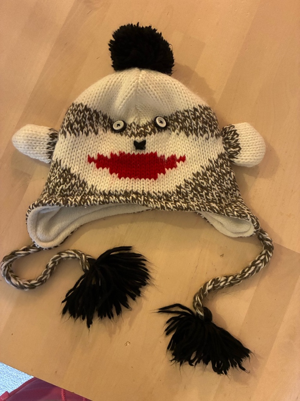 Adult Sock Monkey Fleece Lined Beanie